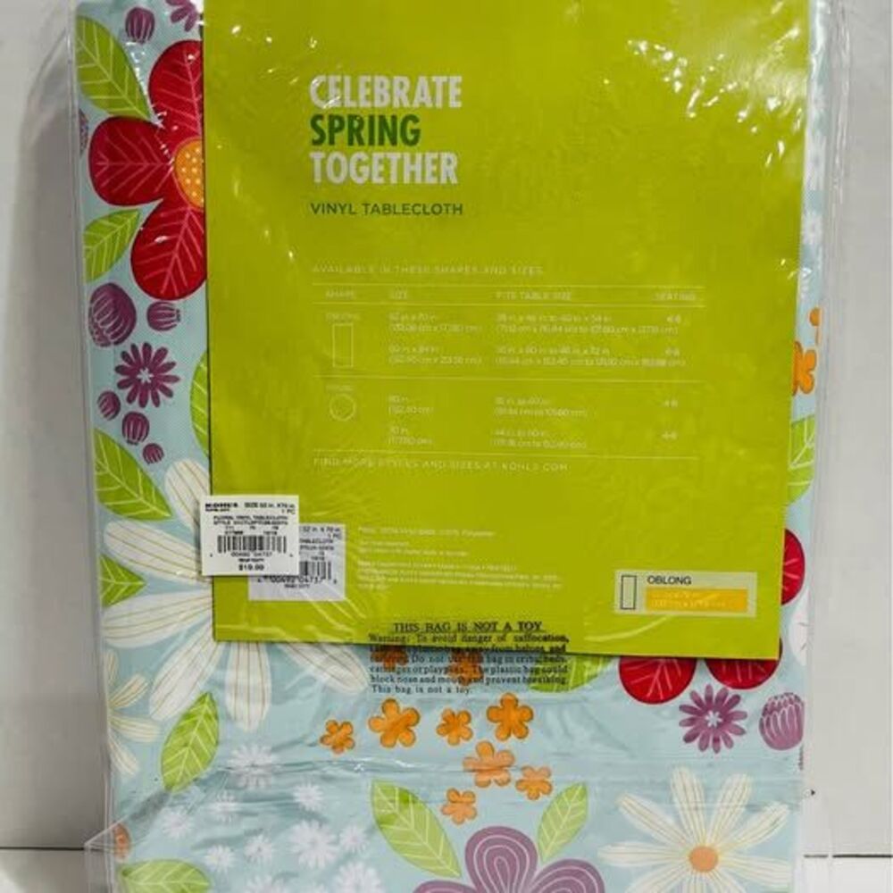 Bright Spring Fun Reusable Vinyl Tablecloth Rectangle - Picture 3 of 3